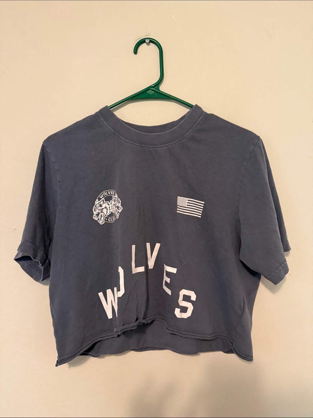 Darc Sport Navy Blue Wolves Crop Tee with White Graphics